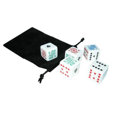 Poker Dice: Jumbo 1 in., Set of 5 in Velvet Drawstring Bag